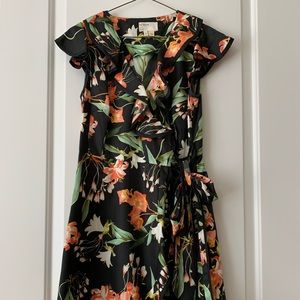 Anthropologie Hibiscus Floral Print Wrap Dress